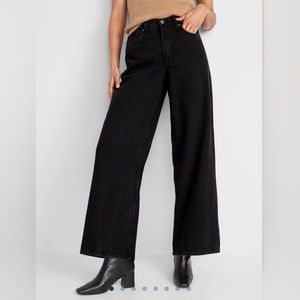 Old Navy Black, High Waisted, Wide Leg Jeans, Size 8